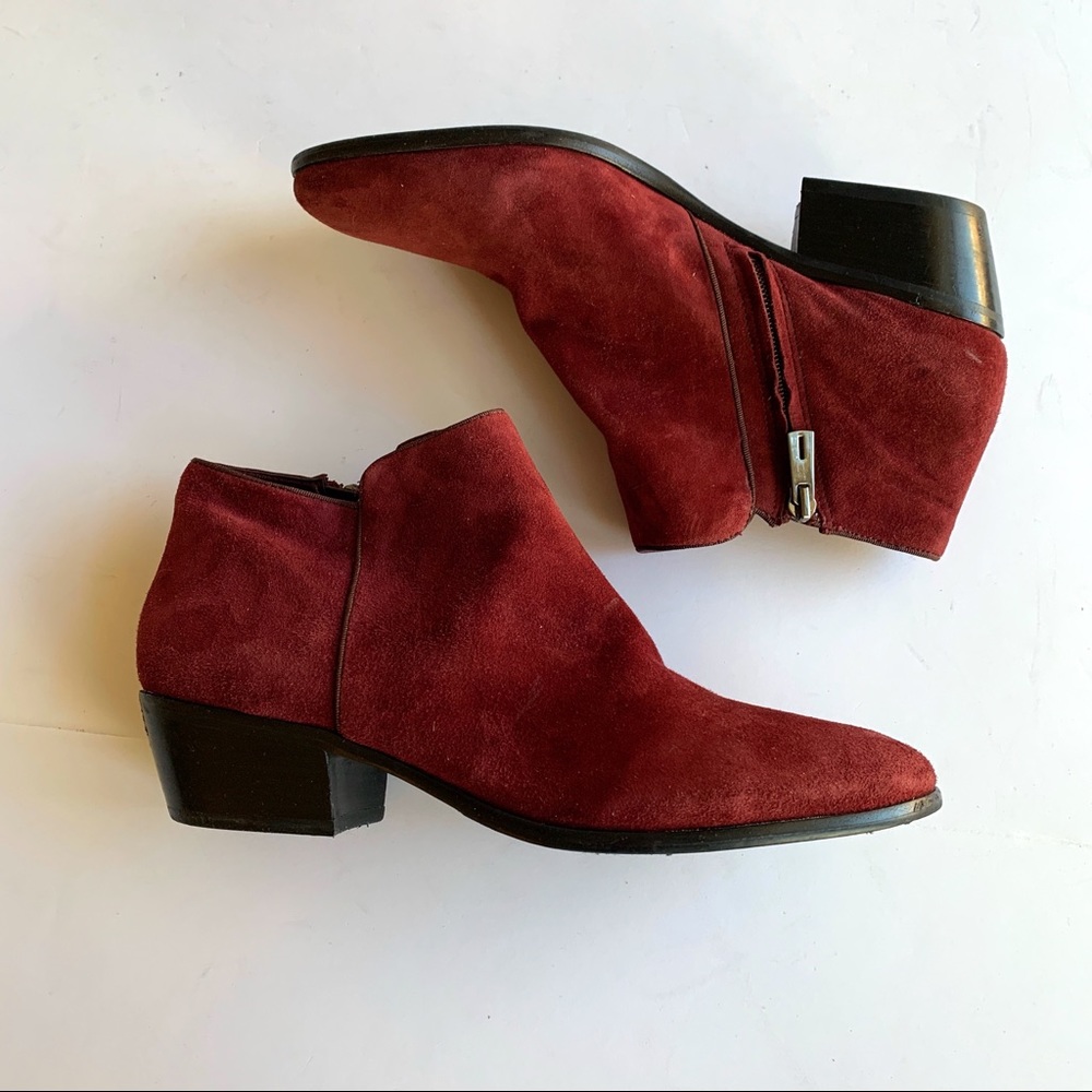Sam Edelman Burgundy Suede Petty Ankle Bootie